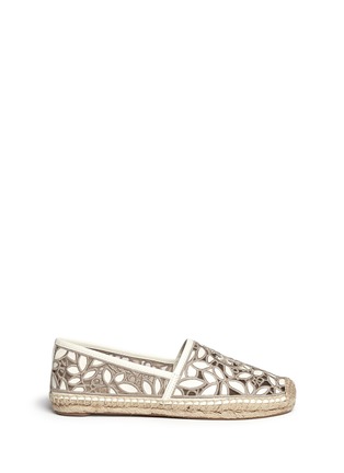 Main View - Click To Enlarge - TORY BURCH - 'Rhea' embroidered leather espadrille slip-ons