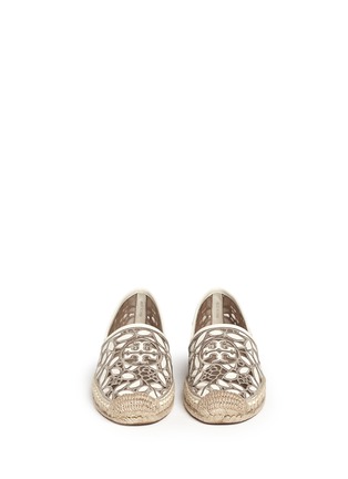 Figure View - Click To Enlarge - TORY BURCH - 'Rhea' embroidered leather espadrille slip-ons