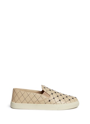 Main View - Click To Enlarge - TORY BURCH - Logo stud quilted leather skate slip-ons