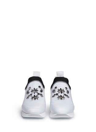 Front View - Click To Enlarge - TORY BURCH - 'Rosas' embellished combo slip-on sneakers