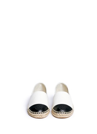 Front View - Click To Enlarge - TORY BURCH - Colourblock leather espadrille slip-ons