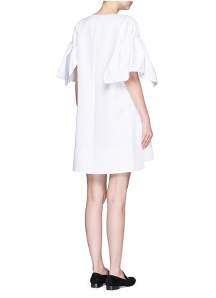 Back View - Click To Enlarge - VICTORIA, VICTORIA BECKHAM - Ruched sleeve cotton twill dress