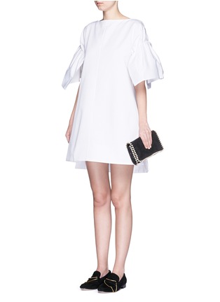 Figure View - Click To Enlarge - VICTORIA, VICTORIA BECKHAM - Ruched sleeve cotton twill dress