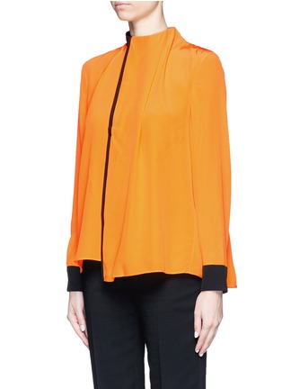 Front View - Click To Enlarge - VICTORIA, VICTORIA BECKHAM - Funnel neck wrap front silk top