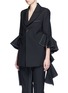 Front View - Click To Enlarge - ELLERY - 'Majesty' ruffle sleeve Oxford weave jacket