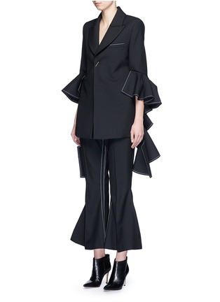 Figure View - Click To Enlarge - ELLERY - 'Majesty' ruffle sleeve Oxford weave jacket