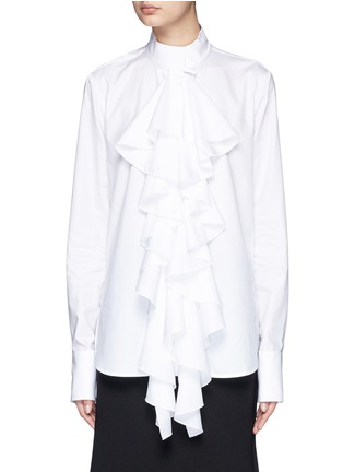 Main View - Click To Enlarge - ELLERY - 'Expelled' ruffle front cotton shirt