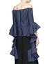 Back View - Click To Enlarge - ELLERY - 'Delores' ruffle sleeve off-shoulder linen top