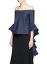Front View - Click To Enlarge - ELLERY - 'Delores' ruffle sleeve off-shoulder linen top
