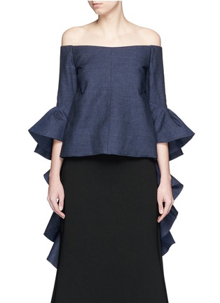 Main View - Click To Enlarge - ELLERY - 'Delores' ruffle sleeve off-shoulder linen top