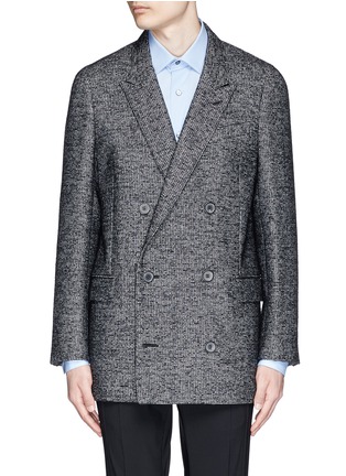 Main View - Click To Enlarge - LANVIN - Houndstooth tweed long double breasted blazer