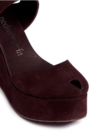 Detail View - Click To Enlarge - PEDRO GARCIA  - 'Delores' peep toe platform wedge suede sandals