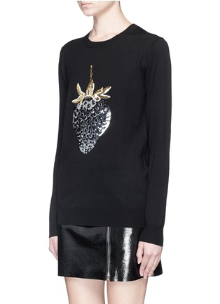 Front View - Click To Enlarge - MARKUS LUPFER - 'Dark Strawberry' sequin Natalie sweater