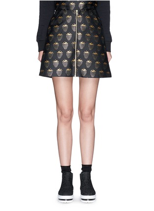 Main View - Click To Enlarge - MARKUS LUPFER - 'Gold Lurex Strawberry' jacquard Dora zip skirt