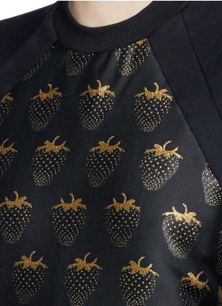 Detail View - Click To Enlarge - MARKUS LUPFER - 'Gold Lurex Strawberry' jacquard Sophie sweatshirt