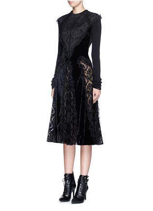 Figure View - Click To Enlarge - GIVENCHY - Damask jacquard bodice velvet dress