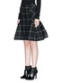 Front View - Click To Enlarge - SACAI - Windowpane check wool twill flounce skirt