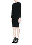 Front View - Click To Enlarge - SACAI - Wool front poplin back pleat sweater dress