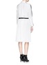 Figure View - Click To Enlarge - SACAI - Wool front poplin back pleat sweater dress
