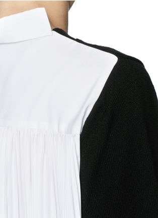 Detail View - Click To Enlarge - SACAI - Pleat cotton poplin back wool knit cardigan
