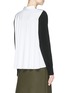 Back View - Click To Enlarge - SACAI - Pleat cotton poplin back wool knit cardigan