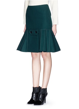 Front View - Click To Enlarge - SACAI - Button tab front drop waist felt skirt