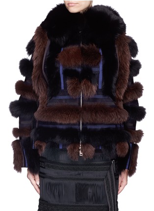 Main View - Click To Enlarge - SACAI - Hooded patchwork fox fur coat