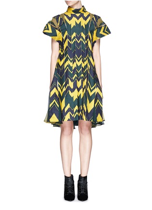 Main View - Click To Enlarge - SACAI - Chiffon panel geometric print dress
