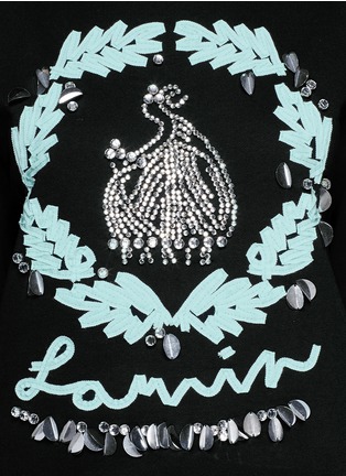 Detail View - Click To Enlarge - LANVIN - Grosgrain trim bead sequin logo sweatshirt