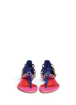 Figure View - Click To Enlarge - ALEXANDER MCQUEEN - Curb chain colourblock suede sandals