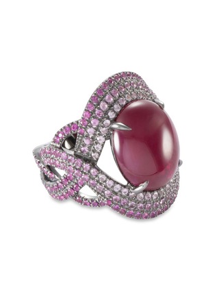 Figure View - Click To Enlarge - ETERNAMÉ - Ruby sapphire rhodium 18k white gold ring
