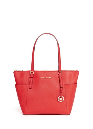 Main View - Click To Enlarge - MICHAEL KORS - 'Jet Set Travel' top zip saffiano leather tote