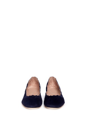 Figure View - Click To Enlarge - CHLOÉ - Scalloped edge suede flats