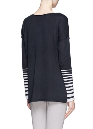 Back View - Click To Enlarge - VINCE - Stripe sleeve slub sweater