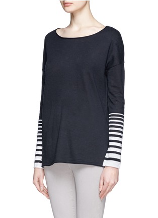 Front View - Click To Enlarge - VINCE - Stripe sleeve slub sweater