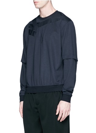 Front View - Click To Enlarge - FENG CHEN WANG - Detachable sleeve stripe patch sweatshirt
