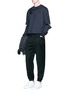 Figure View - Click To Enlarge - FENG CHEN WANG - Detachable sleeve stripe patch sweatshirt