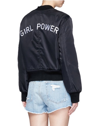 Back View - Click To Enlarge - 73404 - 'Girl Power' embroidered padded MA-1 bomber jacket