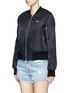 Front View - Click To Enlarge - 73404 - 'Girl Power' embroidered padded MA-1 bomber jacket