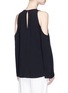 Back View - Click To Enlarge - THEORY - 'Sarver' cold shoulder keyhole front crepe top