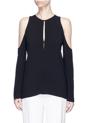 Main View - Click To Enlarge - THEORY - 'Sarver' cold shoulder keyhole front crepe top