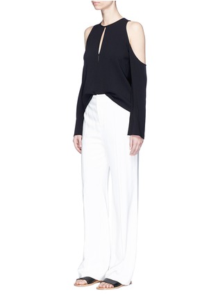 Figure View - Click To Enlarge - THEORY - 'Sarver' cold shoulder keyhole front crepe top