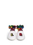 Front View - Click To Enlarge - JOSHUA SANDERS - 'LA' embroidered pompom ankle tie slip-ons