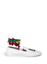 Main View - Click To Enlarge - JOSHUA SANDERS - 'LA' embroidered pompom ankle tie slip-ons