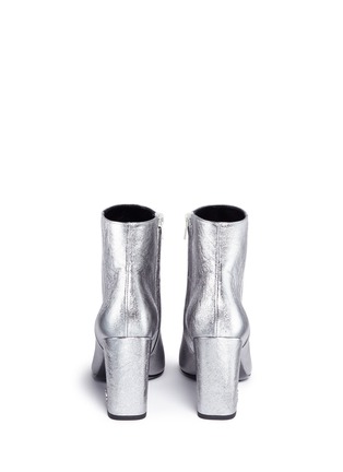 Back View - Click To Enlarge - SAINT LAURENT - 'Babies' crinkled metallic leather boots