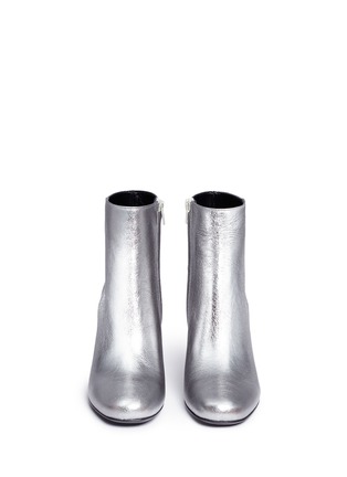 Front View - Click To Enlarge - SAINT LAURENT - 'Babies' crinkled metallic leather boots