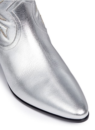 Detail View - Click To Enlarge - SAINT LAURENT - 'Rock 40' python embossed metallic leather cowboy boots