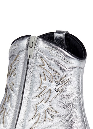 Detail View - Click To Enlarge - SAINT LAURENT - 'Rock 40' python embossed metallic leather cowboy boots