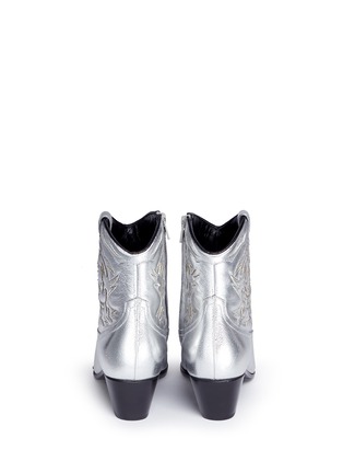 Back View - Click To Enlarge - SAINT LAURENT - 'Rock 40' python embossed metallic leather cowboy boots