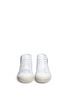 Front View - Click To Enlarge - SAINT LAURENT - Metallic patch distressed mid top leather sneakers